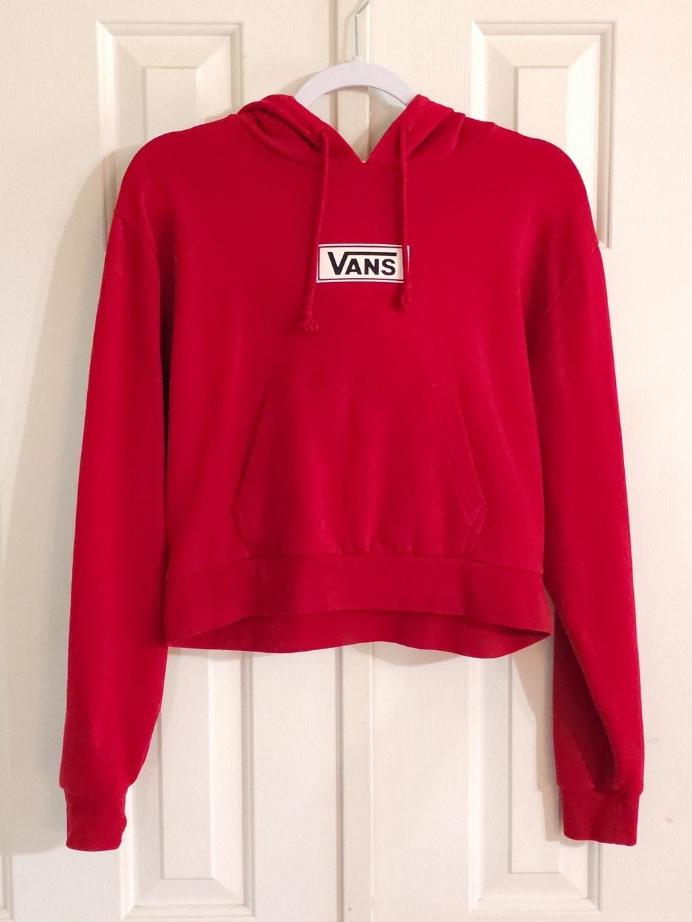 Vans Women's Red Logo Cropped Hoodie Size XS